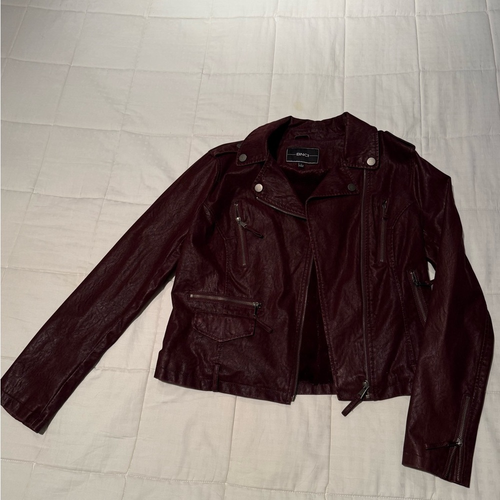 BNCI Women's Burgundy Leather Jacket